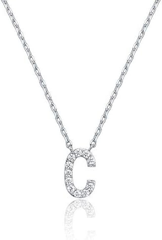 PAVOI 14K White Gold Plated Cubic Zirconia Initial Necklace | Letter Dainty Necklaces for Women | Amazon (US)