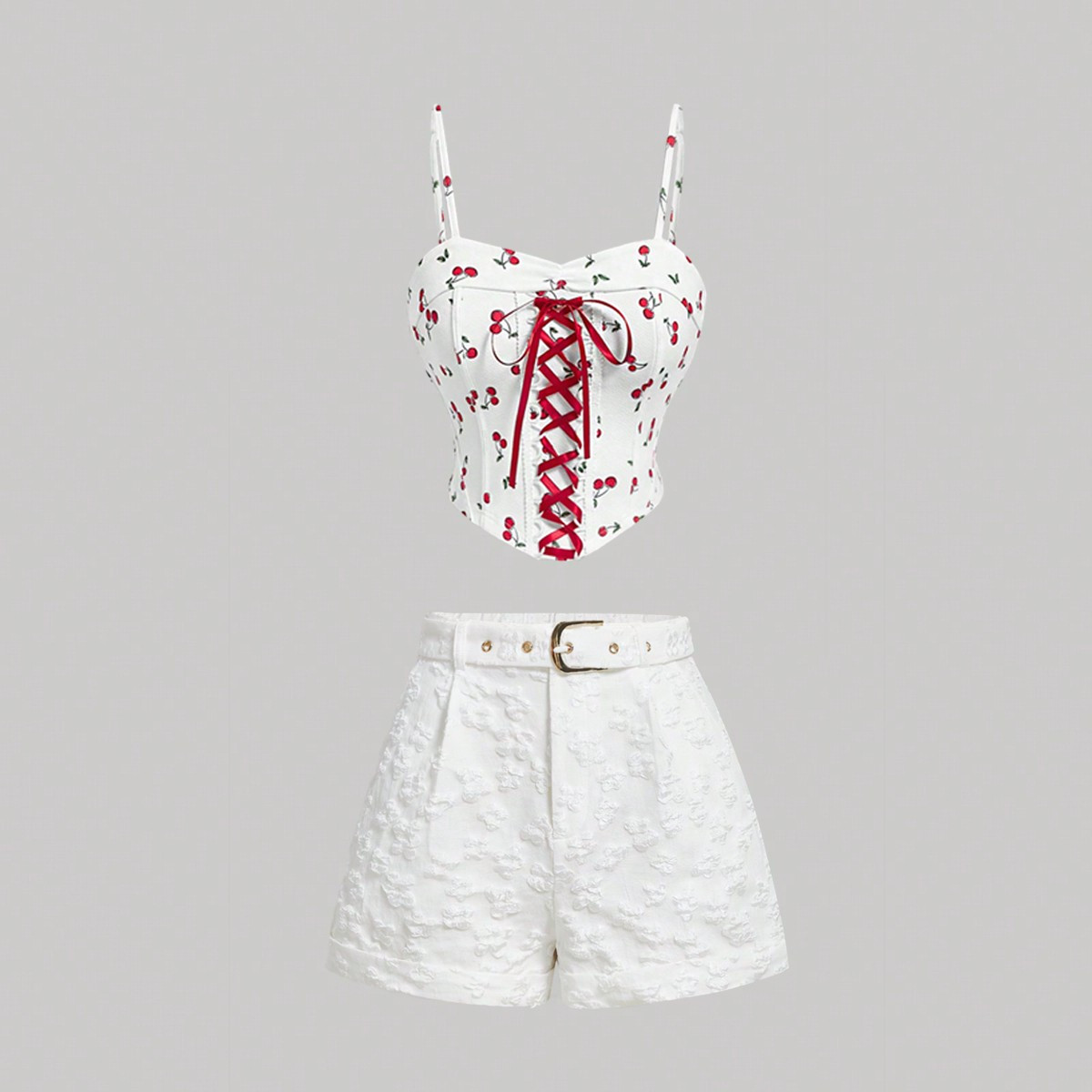 SHEIN MOD Jacquard Belted Shorts | SHEIN