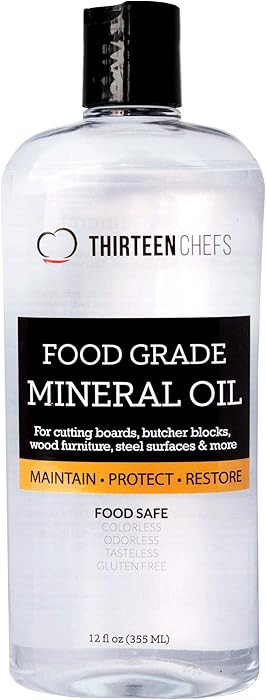 Thirteen Chefs Mineral Oil - 12oz Food Grade Conditioner for Wood Cutting Board, Countertop & But... | Amazon (US)