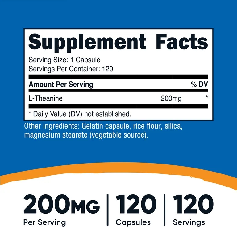 Nutricost L-Theanine, 200 mg, 120 Capsules - Walmart.com | Walmart (US)