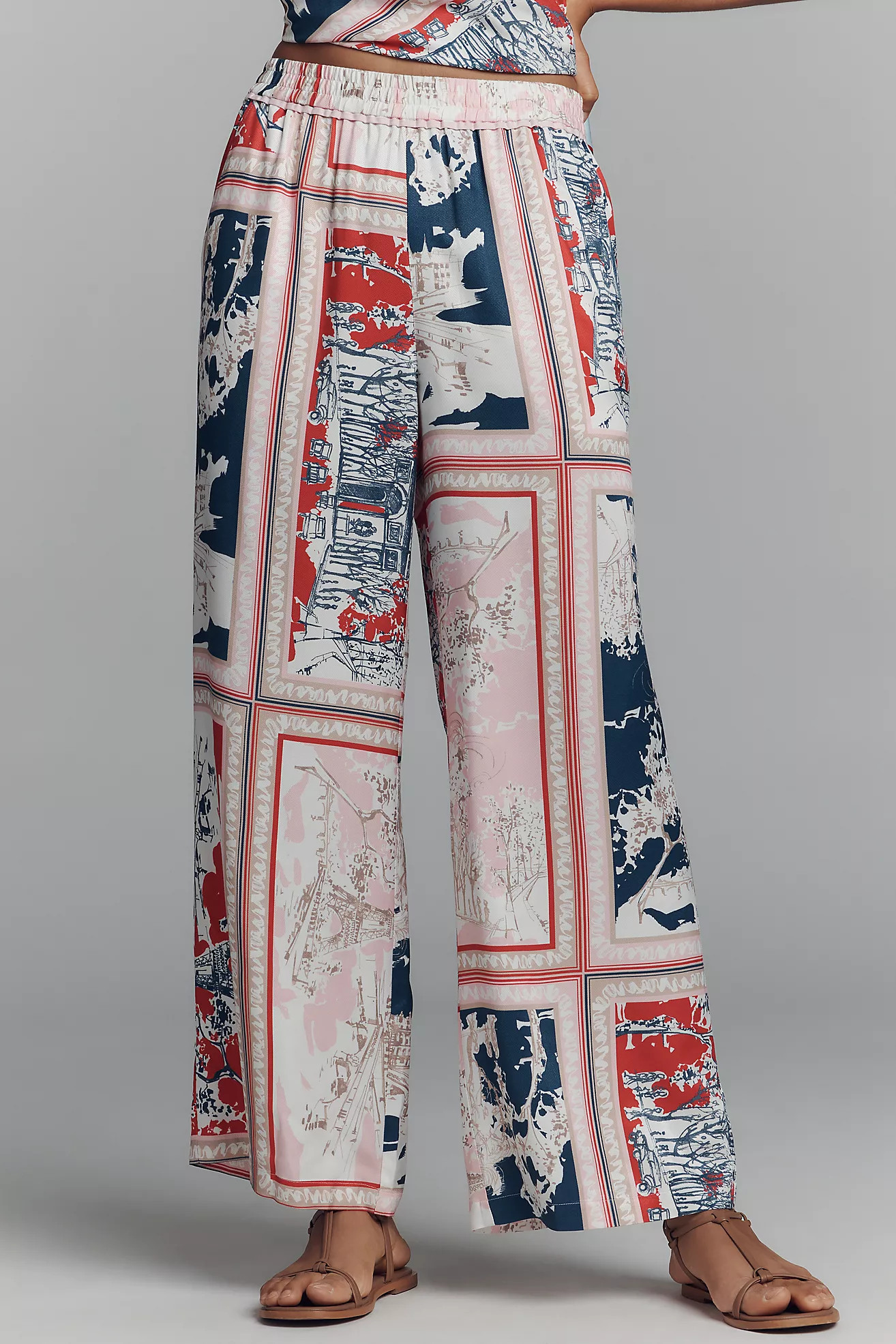 Maeve Low-Slung Printed Wide-Leg Pants | Anthropologie (US)