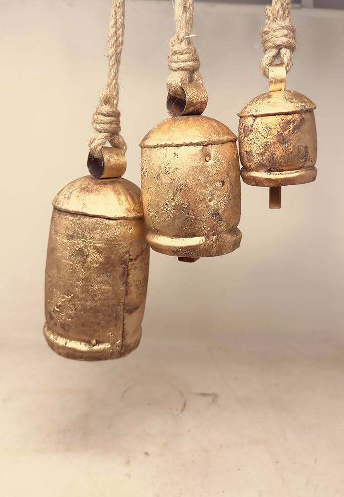 Set of 3 Large Christmas Bells Vintage Rustic Country Cowbells Decor Giant Harmony Metal Reindeer... | Amazon (US)