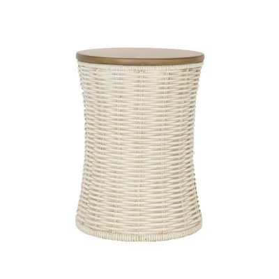 Origin 21 18.25-in White Resin Barrel Garden Stool | Lowe's