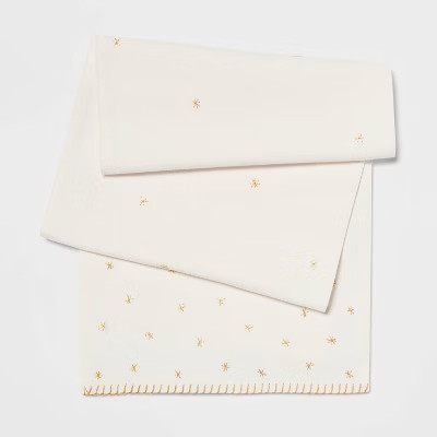 72" x 14" Cotton Embroidered Starburst Table Runner - Threshold™ | Target