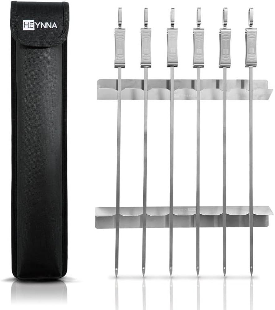 HEYNNA® Premium Kebab Skewers with Grill Frame (8-Piece Set) Shashlik Skewers Stainless Steel In... | Amazon (UK)