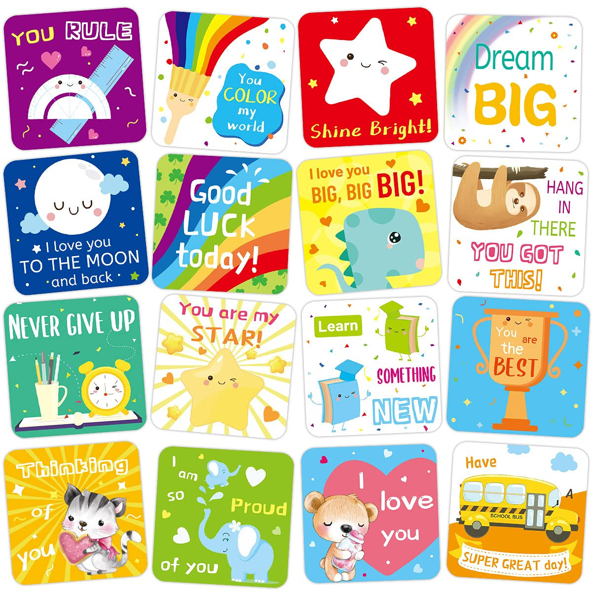 Fancy Land 60 Lunch Box Notes for Kids Cute Motivational and Inspirational Thinking of You Cards ... | Amazon (US)