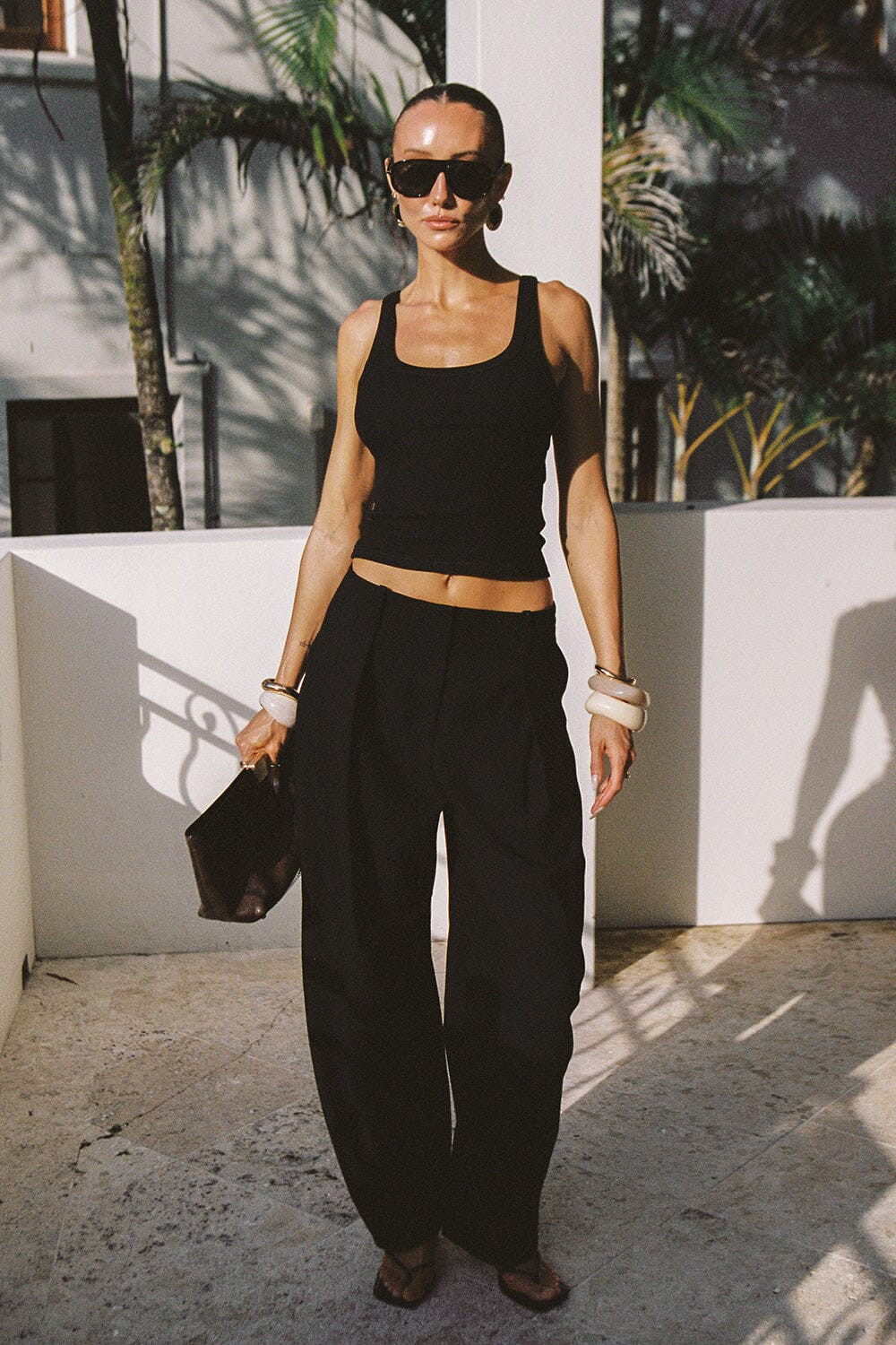 ROMY BLACK BARREL LEG TAILORED PANT | DISSH