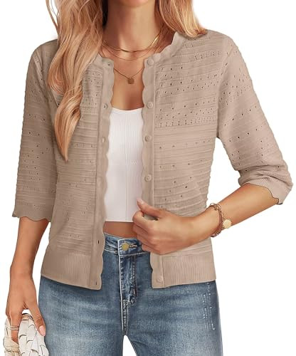 GRACE KARIN Womens 3/4 Sleeve Cardigan Sweater, Lightweight Cropped Cardigan Trendy, Dressy Casua... | Amazon (US)