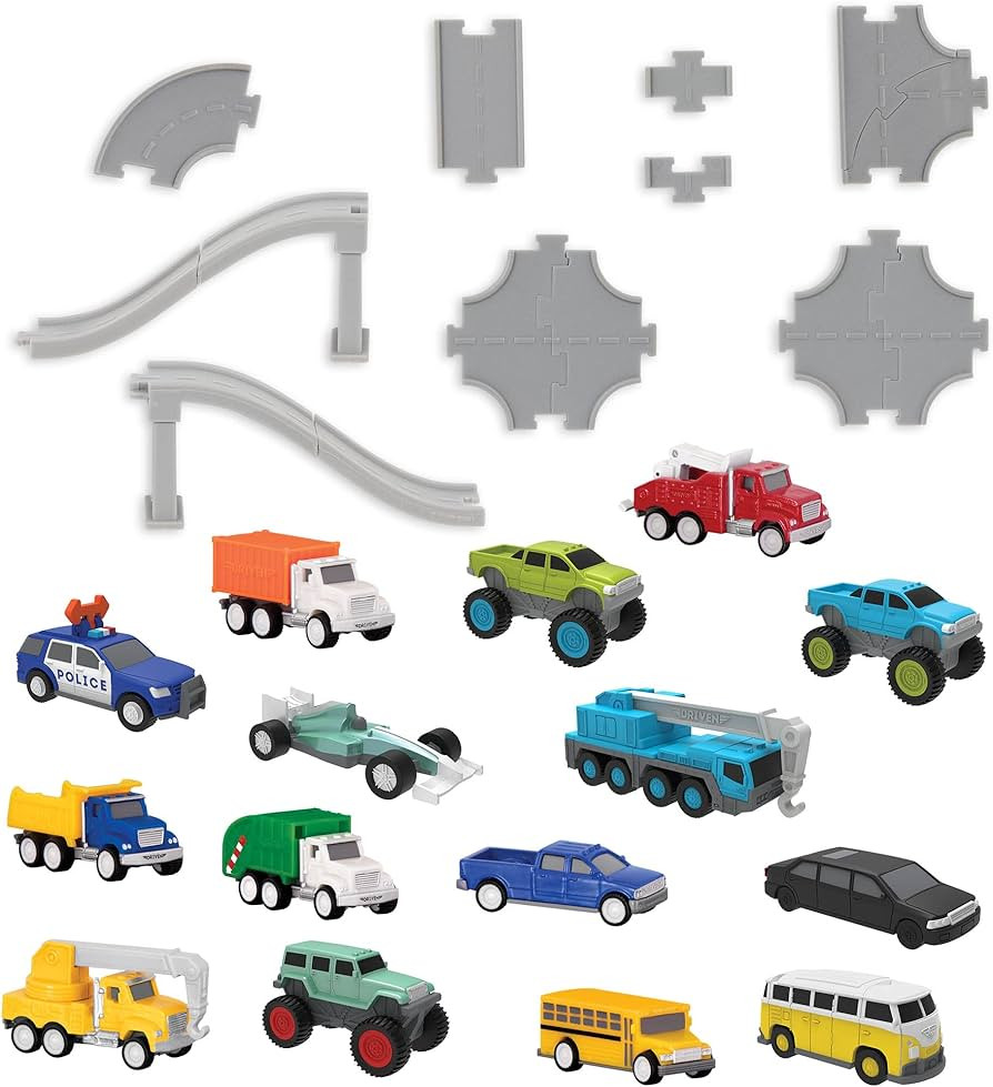 Driven by Battat – 61 Pcs Toy Car Pocket Playset 1:144 Scale – 15 Mini Cars Included & Access... | Amazon (US)