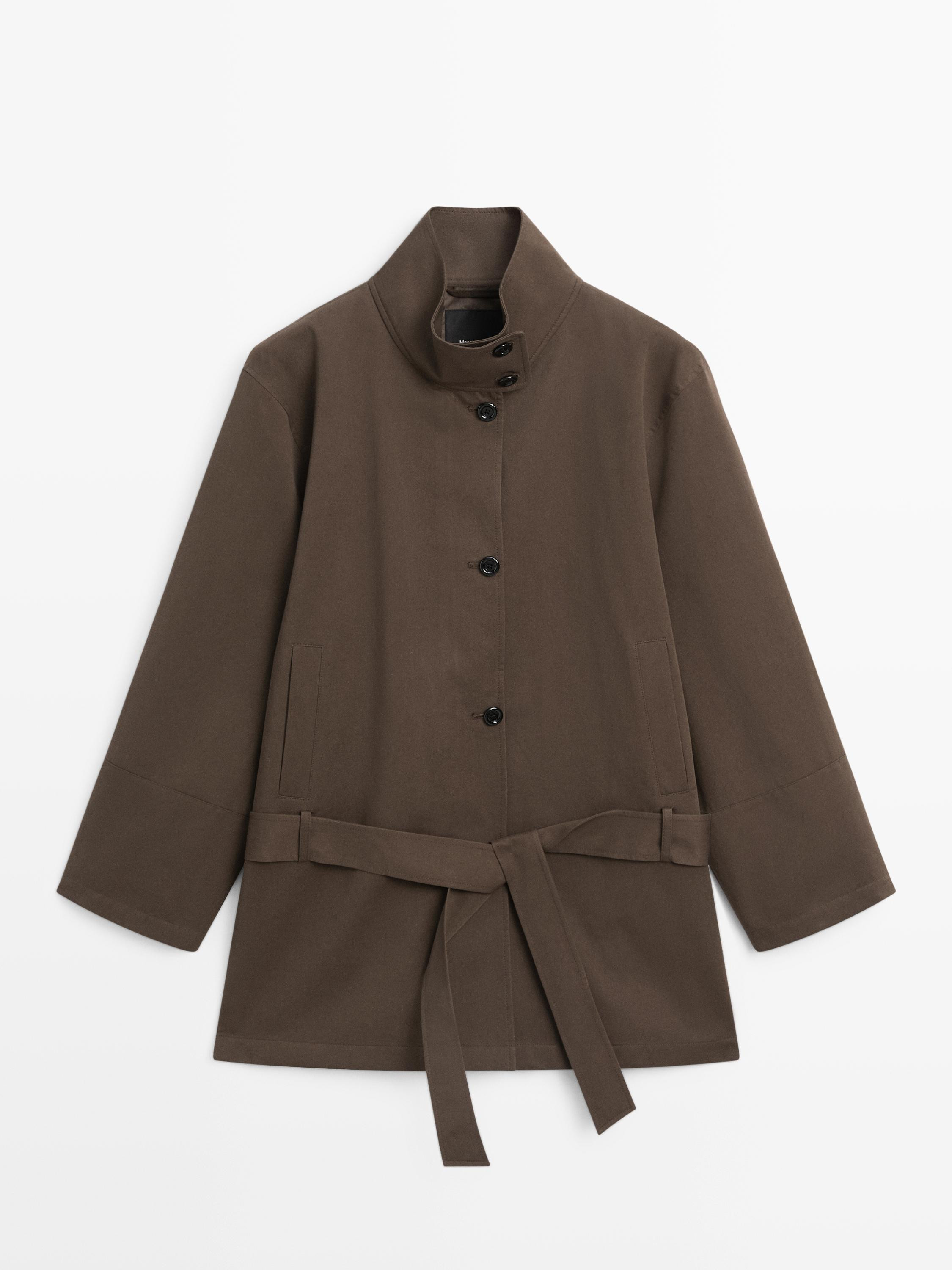 Mid-length trench coat with belt detail | Massimo Dutti UK