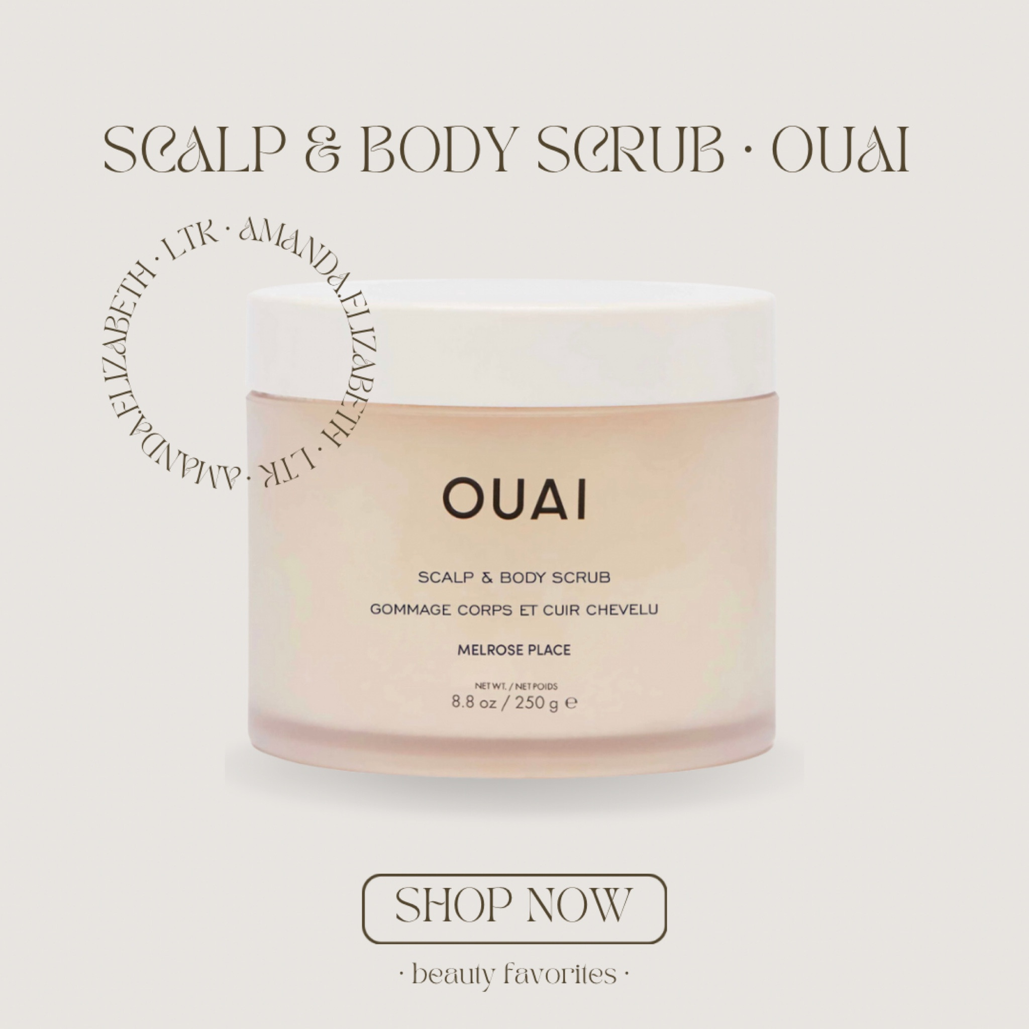 scalp + body scrub by ouai 🤍 color-safe, deep-cleansing sugar scrub that exfoliates product buildup from your scalp and smooths out dry skin while nourishing it. The Scalp & Body Scrub is scented with a rose fragrance with hints of bergamot, lychee, cedarwood and white musk.

#LTKbeauty #LTKFind #LTKunder50