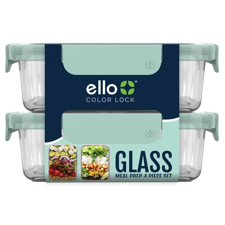 Ello 3.4 Cup Duraglass Glass Containers and Plastic Locking Lids, Set of 2 | Walmart (US)