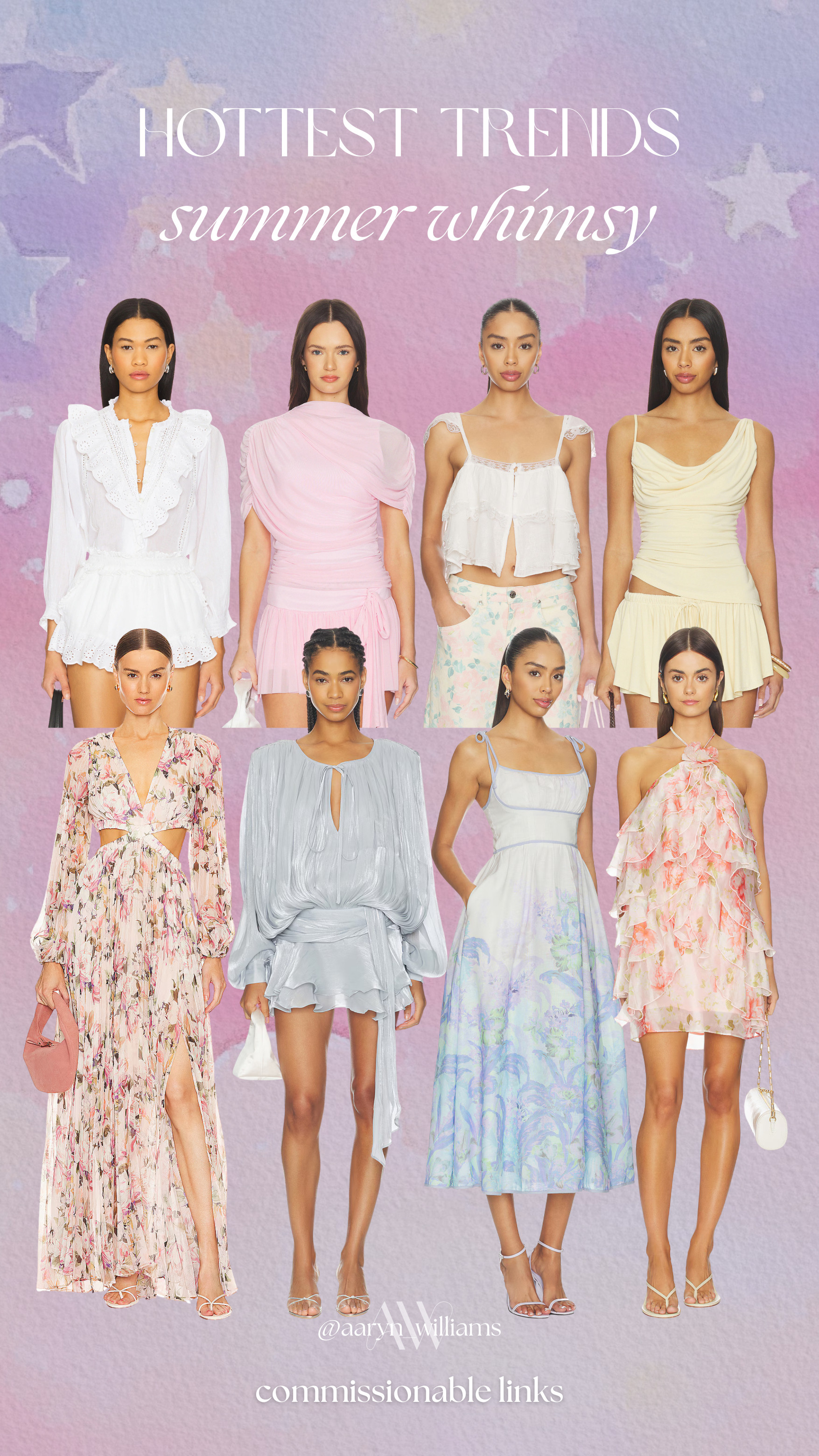 Soft colors, dreamy florals, delicate details... summer whimsy is the trend that never feels overdone. 🌸☁️ Think airy silhouettes, watercolor prints, ruffles, and feminine pieces you'll reach for long after the season ends. Which look is your favorite?

#ltkstyle #summerstyle #summerwhimsy #romanticstyle #femininefashion #floraldress #pastelaesthetic #dressinspo #softgirlstyle #outfitinspiration
 

 