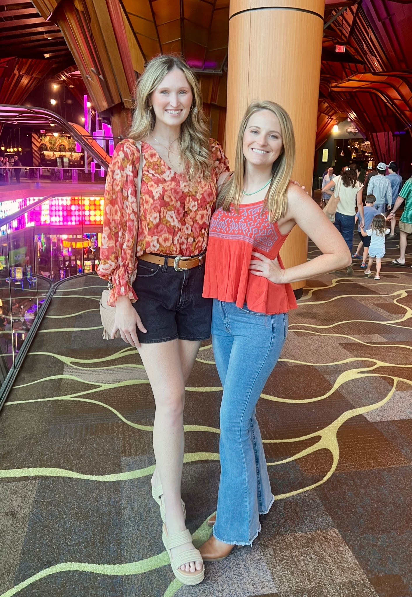 Casual summer Jean short outfit. Tall girl approved black Jean shorts, affordable flowy top, brown western style belt, tan quilted bag, wedge tan sandals 

#LTKFindsUnder50 #LTKSummerEdit #LTKSeasonal