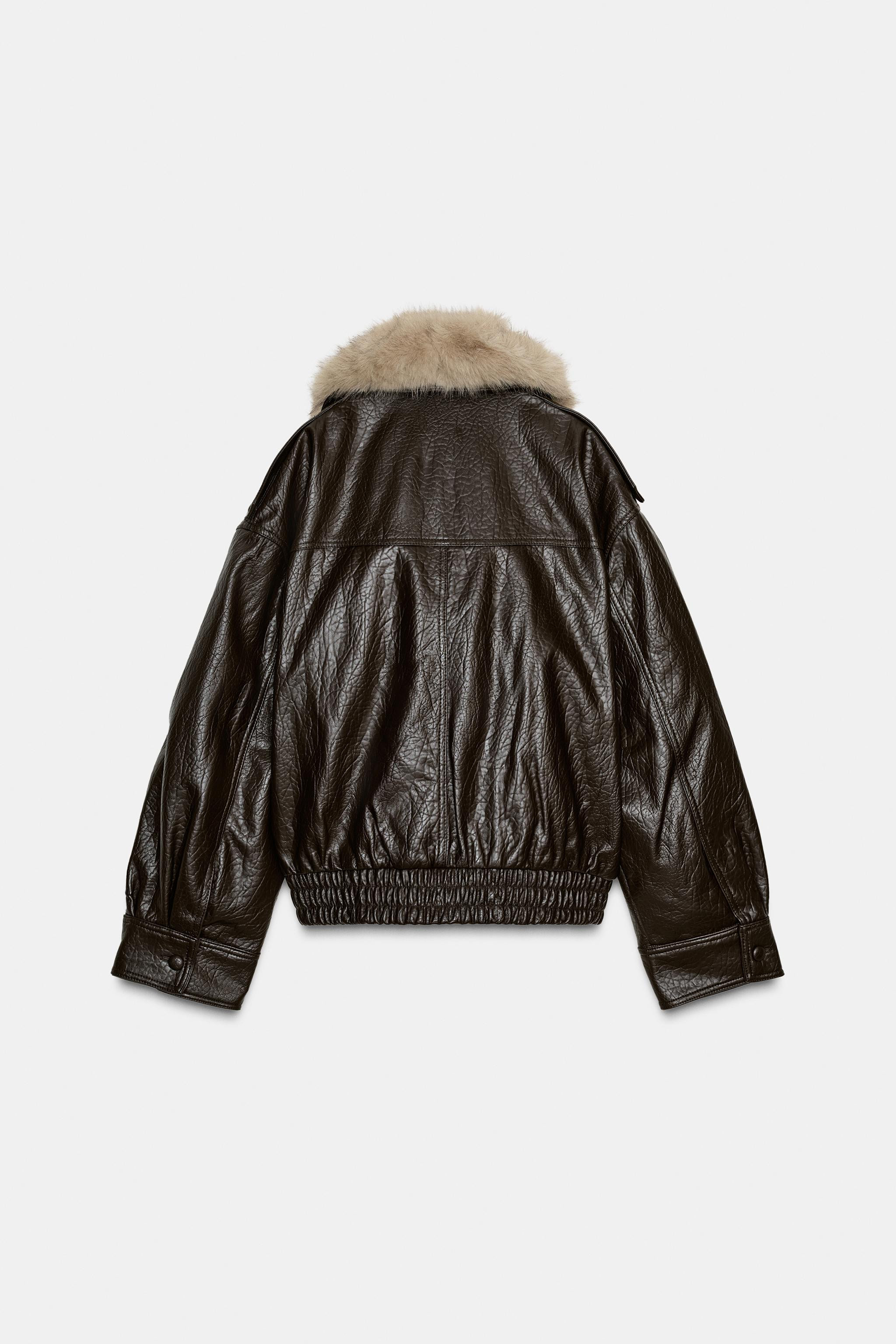 FAUX LEATHER JACKET WITH REMOVABLE COLLAR | Zara Canada