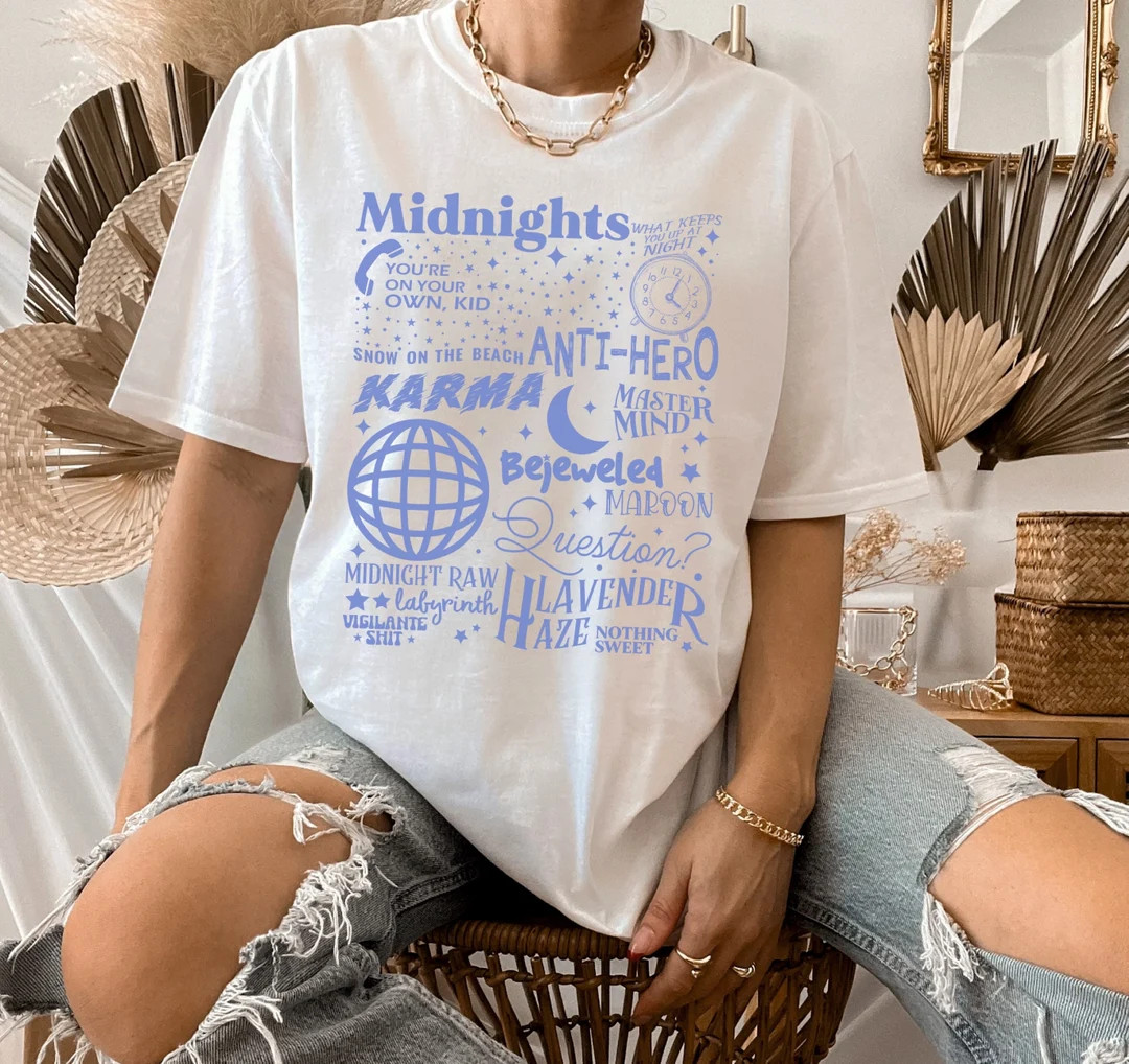 Midnights Album Taylor Swift T-Shirt | Taylor Swiftie Merch | Eras Tour Taylor Swiftie Tshirt | M... | Etsy (US)