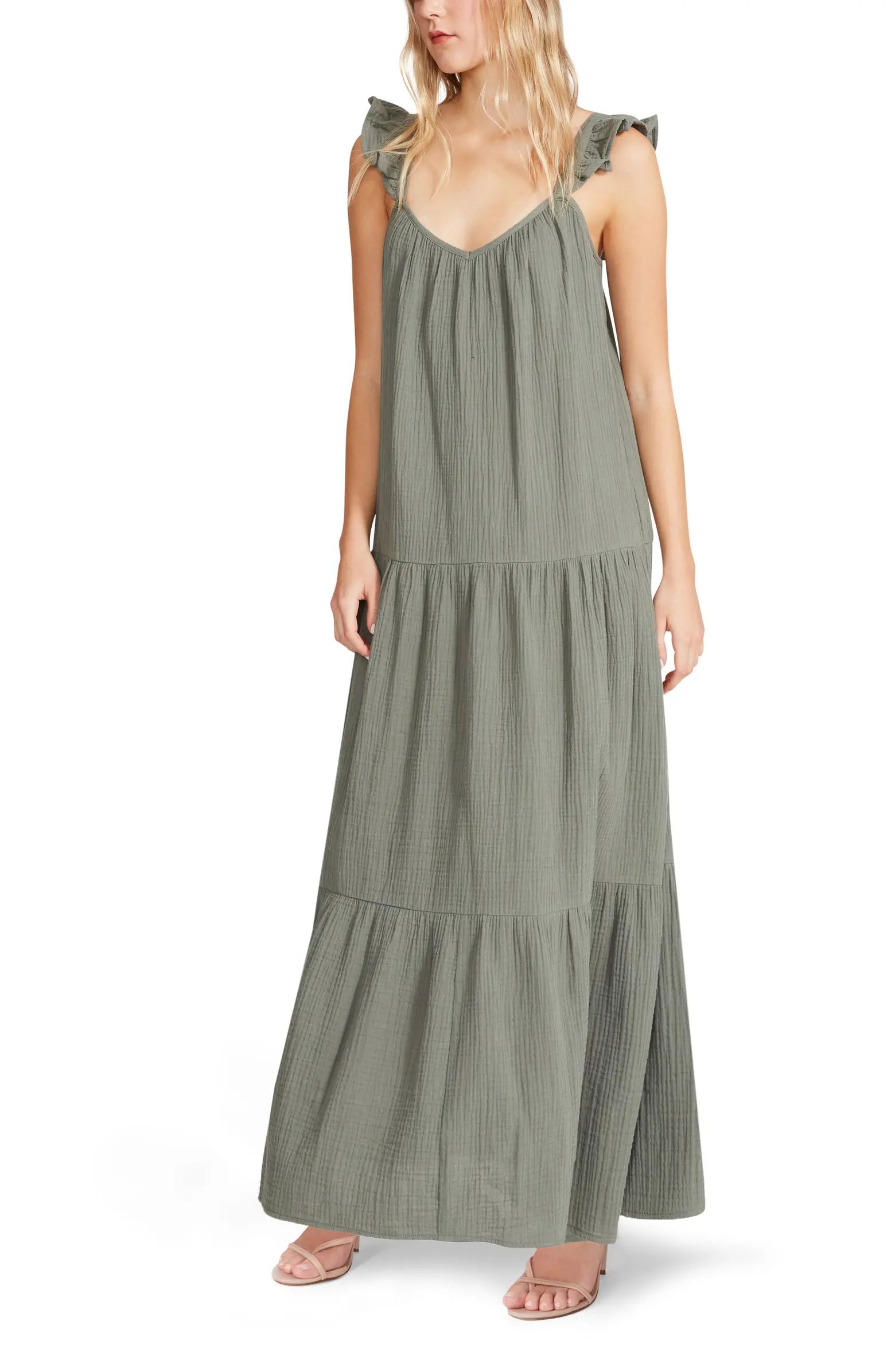 BB Dakota by Steve Madden Ella Flutter Strap Cotton Maxi Dress | Nordstrom | Nordstrom