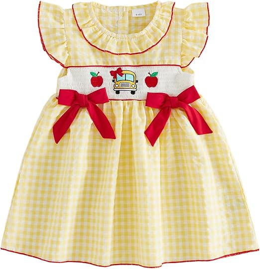 Toddler Baby Girls Halloween Outfit Pumpkin Smocked Plaid Dress | Toddler Baby Girl Halloween Out... | Amazon (US)