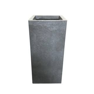 24 in. Tall Slate Gray Lightweight Concrete Rectangle Modern Outdoor Planter | The Home Depot