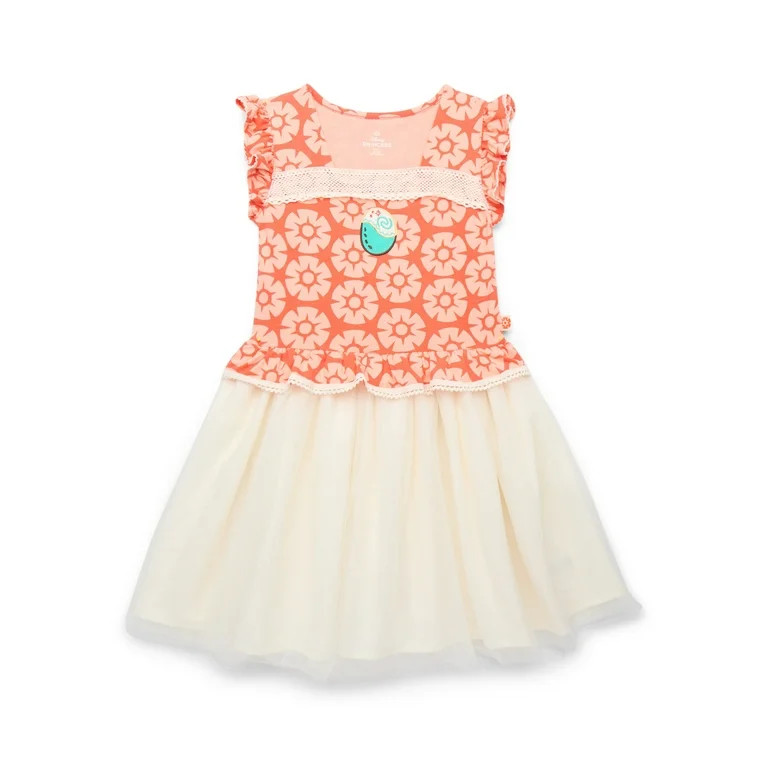 Disney Princess Girls Moana Cosplay Dress with Flutter Sleeves, Sizes 4-12 | Walmart (US)