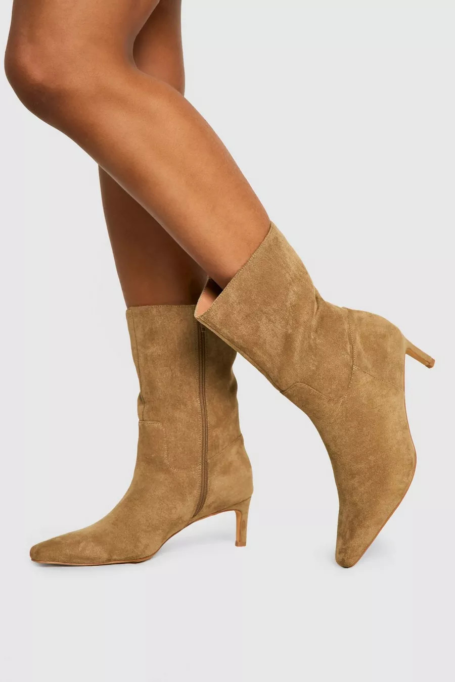Calf high Low Heeled Pointed Boots | boohoo (US & Canada)