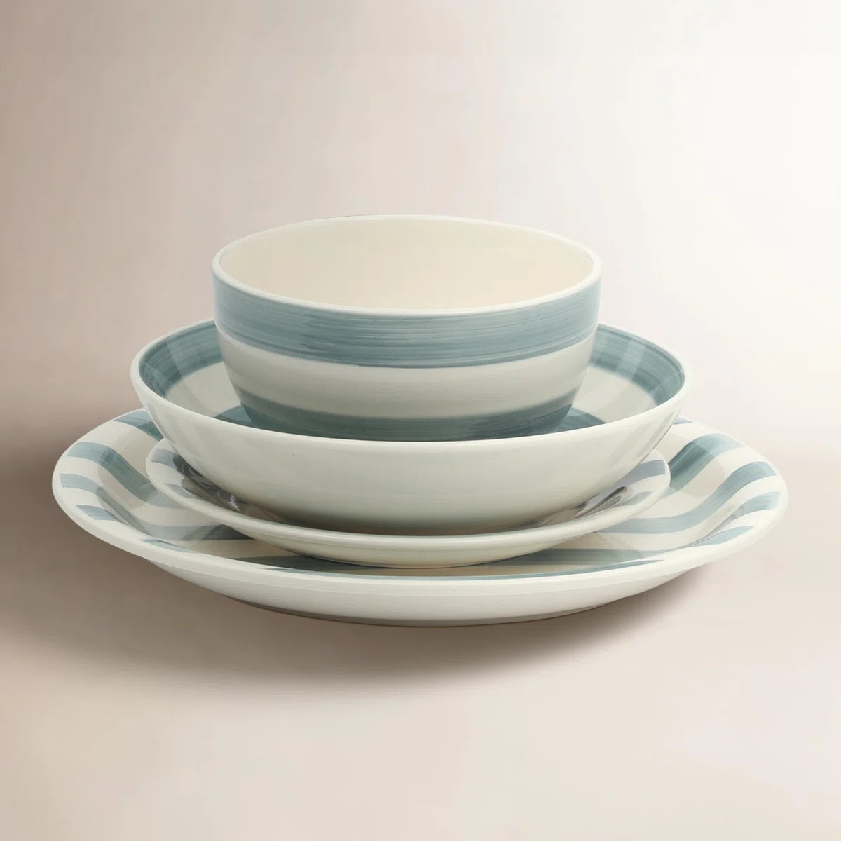 Gibson Home Kenwood Shores 16 Piece Stoneware Dinnerware Set, Hand-Painted Plates and Bowls, Serv... | Wayfair North America
