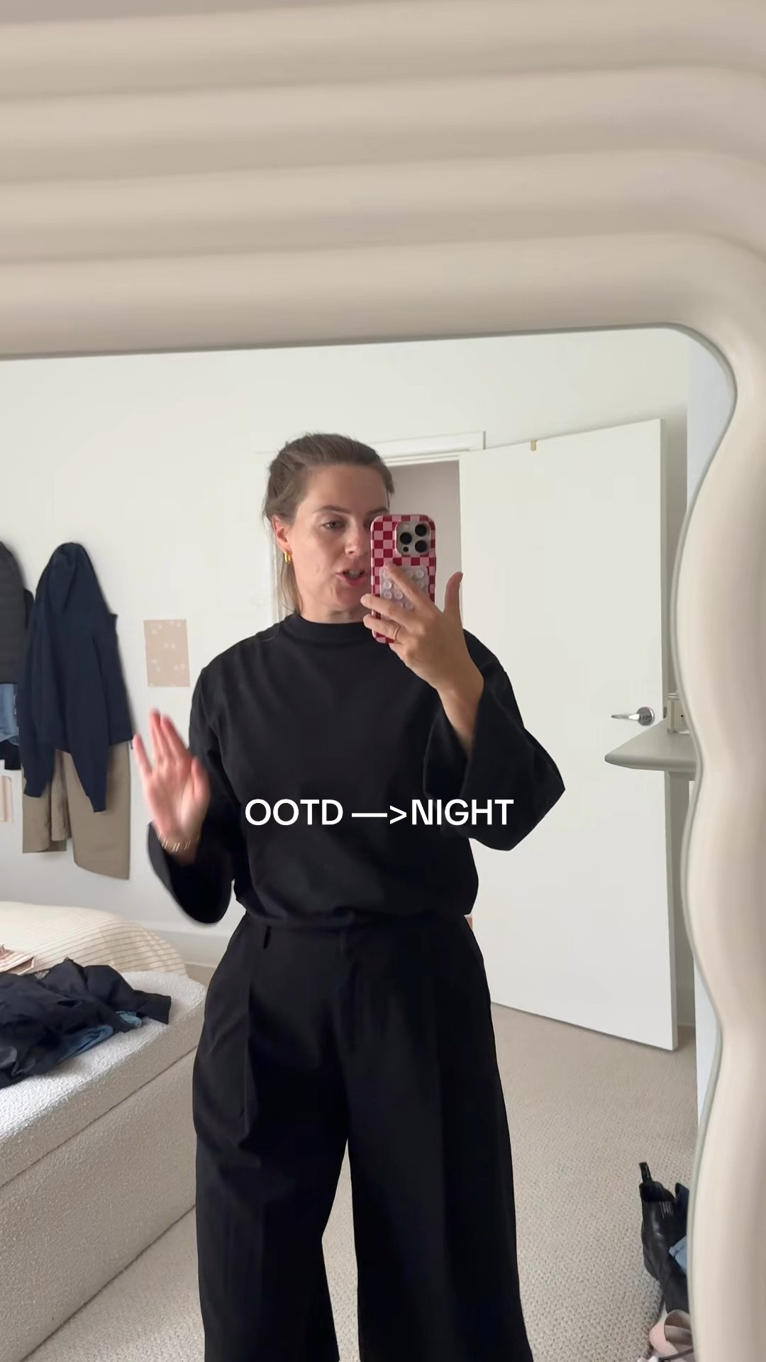 Taking this all black outfit from day to night 🖤

(Margot Robbie airport outfit, culottes, black long tailored shorts, long sleeve tshirt, lace satin skirt, satin scarf belt, Dissh cupro scarf, cropped trench coat, Zara trench coat, Longchamp bag, day to night, elevated outfit, work outfit, smart casual, nude heels, thong heels, our style, autumn fashion, autumn outfit ideas) 

#LTKworkwear #LTKaustralia #LTKautumn