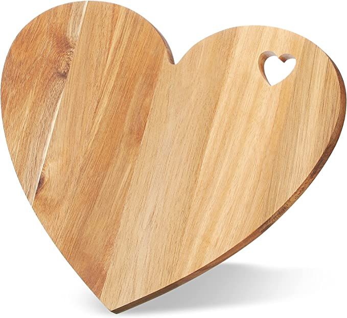 Acacia Wood Cutting Board, 12 x 10 Inch Valentine's Day Wooden Bread Board Cheese Serving Platter... | Amazon (US)