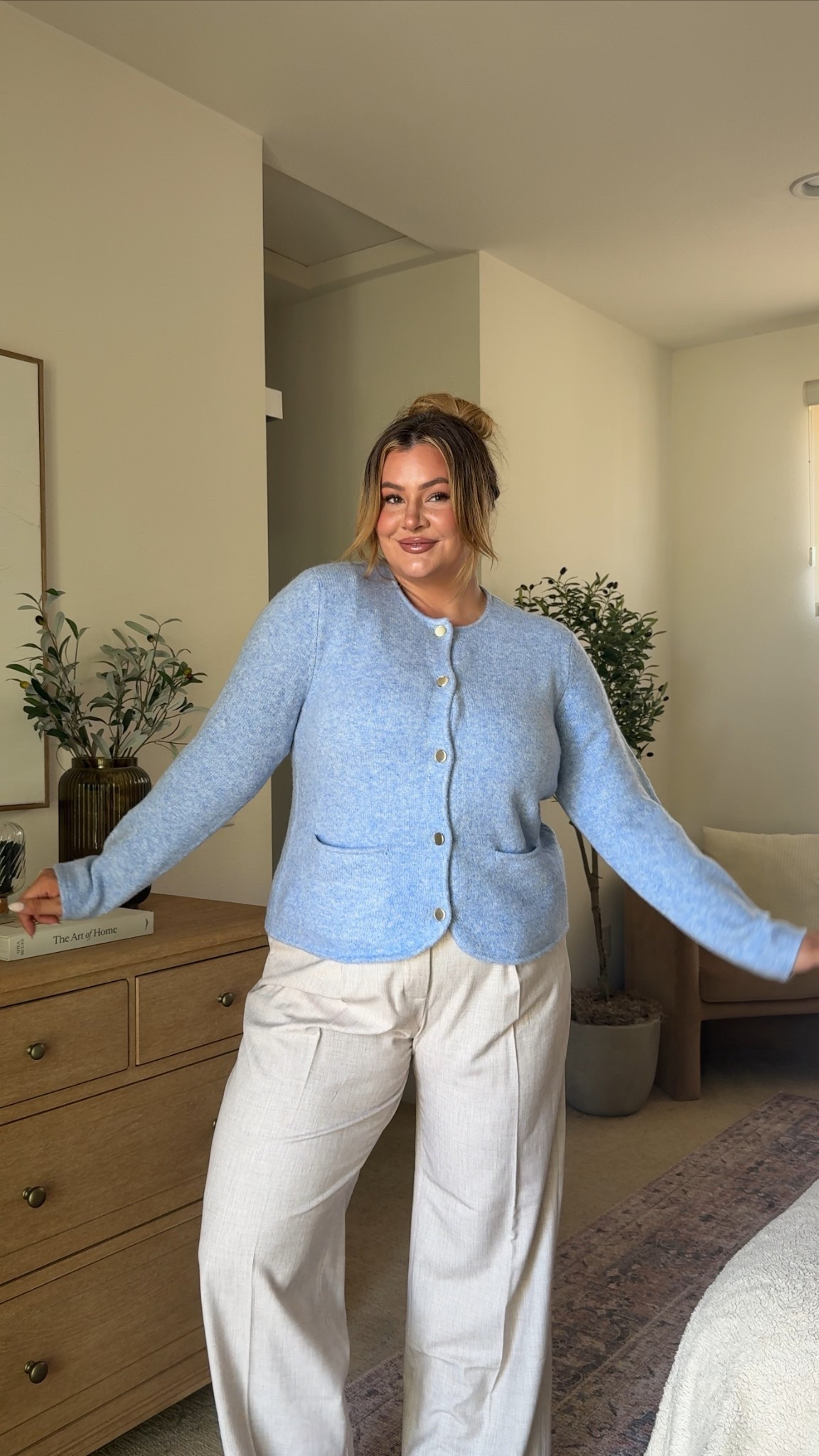 workwear outfit inspo!! wearing the sweater in an xl & pants are a 33 long 🩵

#LTKWorkwear #LTKMidsize #LTKSummerEdit