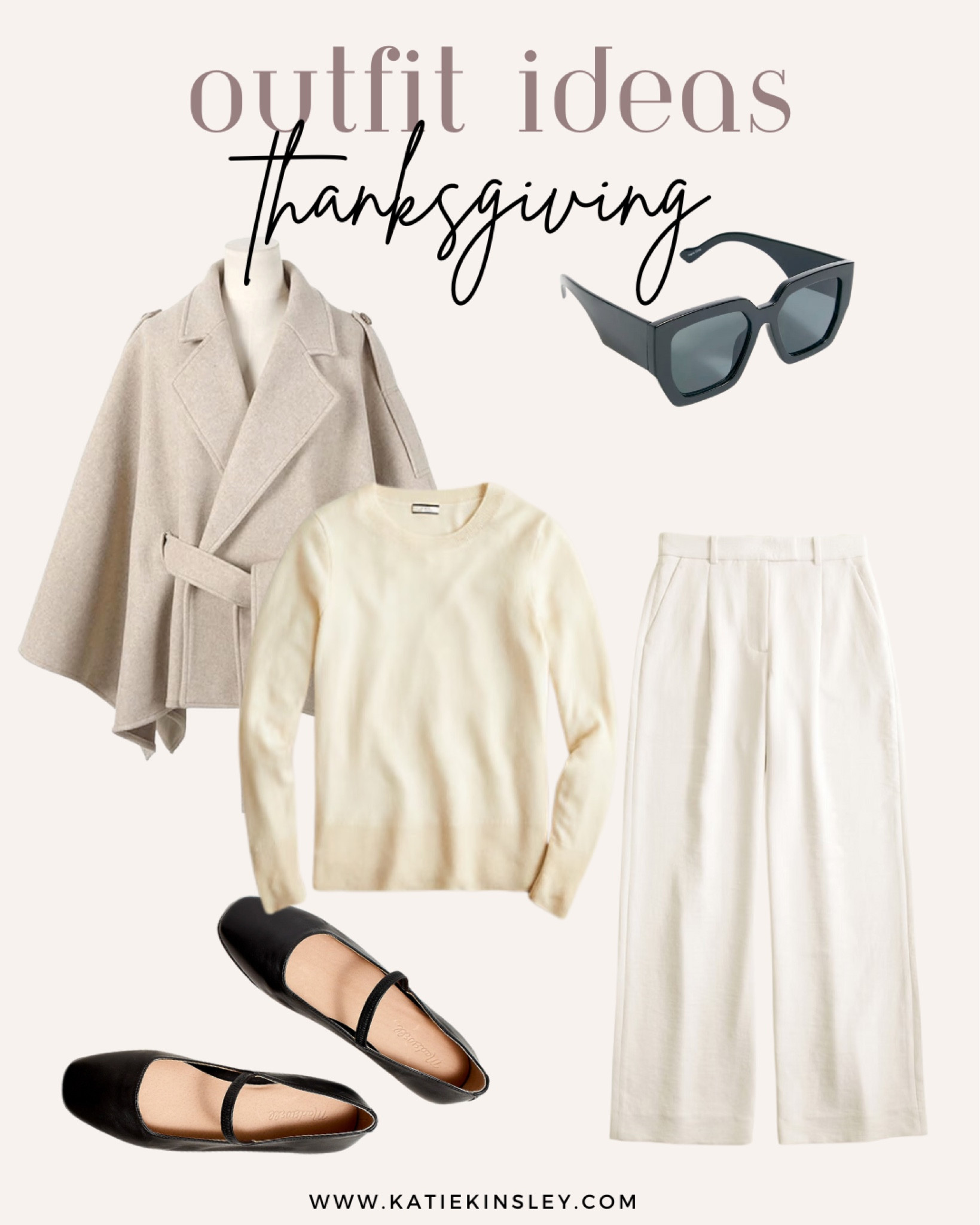 Thanksgiving outfit idea: cream pants, cream sweater, belted poncho, ballet flats

#LTKHoliday #LTKStyleTip #LTKSeasonal