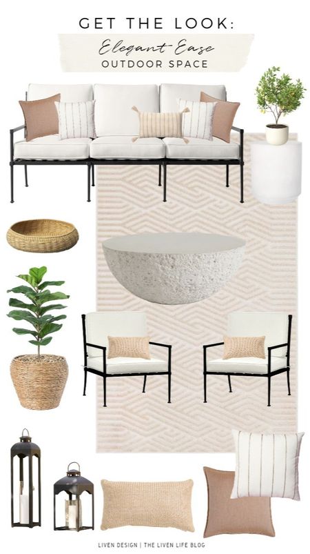 Outdoor patio. Patio furniture. patio decor. Outdoor loveseat sofa. Patio lounge chair. White round outdoor patio coffee table. Woven planter. White side outside accent table. Outdoor pillows. Natural woven pillow. Geometric outdoor neutral cream rug. Neutral patio decor. Spring decor. 

#LTKhome #LTKsalealert #LTKSeasonal