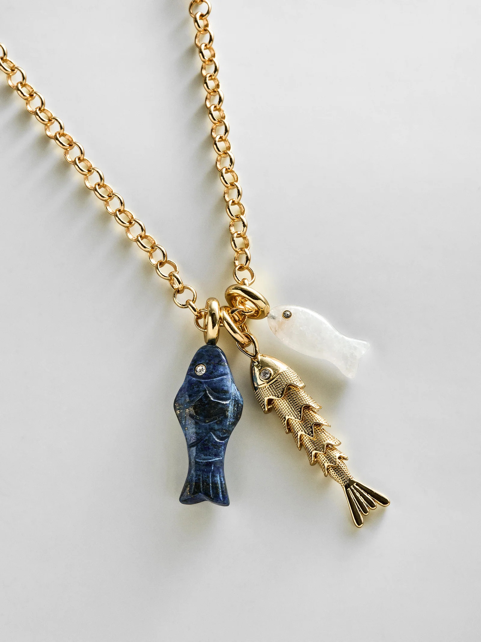 Lucky Catch Fish Charm Necklace - Gold | BaubleBar