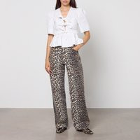 Ganni Washed Cotton-Blend Poplin Tie Strap Blouse - EU 34/UK 6 | Coggles (Global)