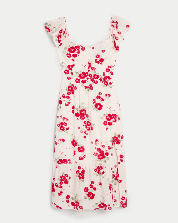 Women's Lace-Up Back Midi Dress | Women's Dresses & Rompers | HollisterCo.com | Hollister (US)