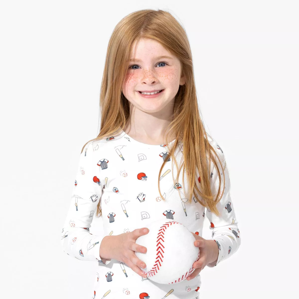Bellabu Bear Kids Baseball Bamboo Kids Pajamas White 4T | Target
