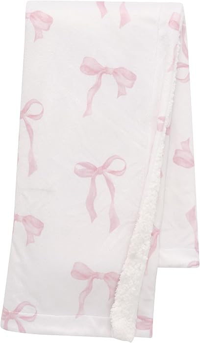 Lambs & Ivy Coquette Floral Pink Bows Aesthetic Warm Fleece Baby Blanket | Amazon (US)