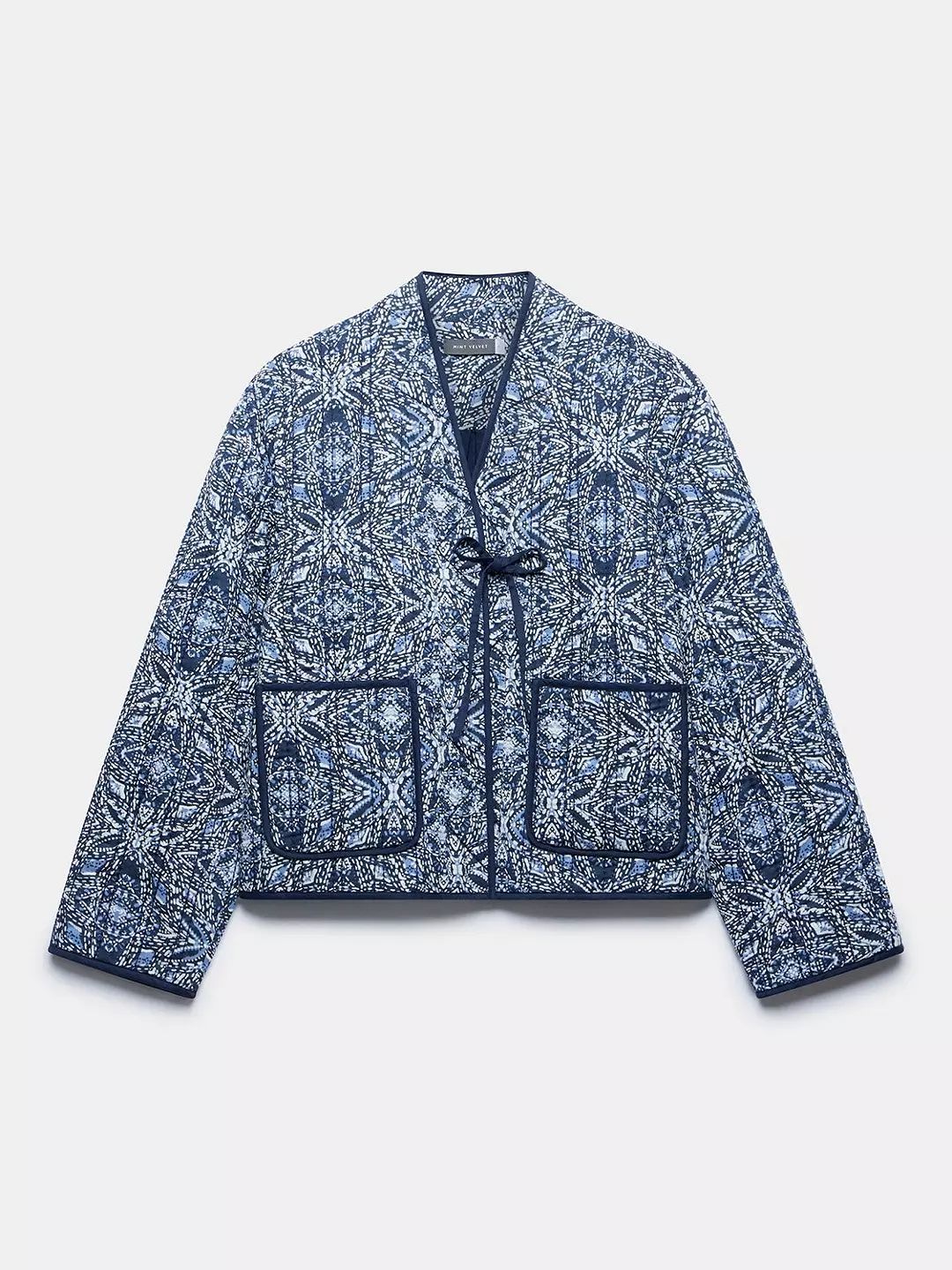 Mint Velvet Abstract Print Boxy Quilted Jacket, Blue/Multi | John Lewis (UK)