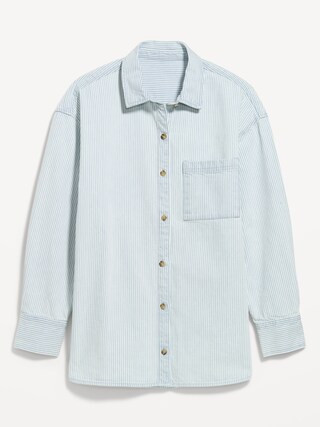 Oversized Boyfriend Button-Down Jean Shirt | Old Navy (US)