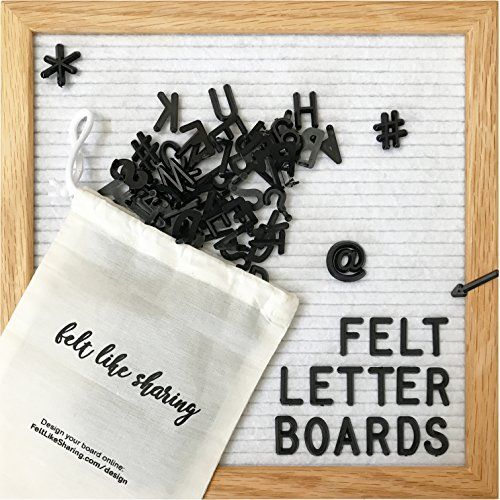 White Felt Letter Board 10x10 Inches. Changeable Letter Boards Include 300 Black Plastic Letters & O | Amazon (US)