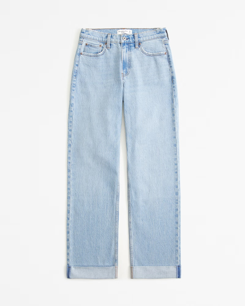 Abercrombie & Fitch Women's Low Rise Baggy Jean in Light Double Cuff - Size 30 LONG | Abercrombie & Fitch (US)