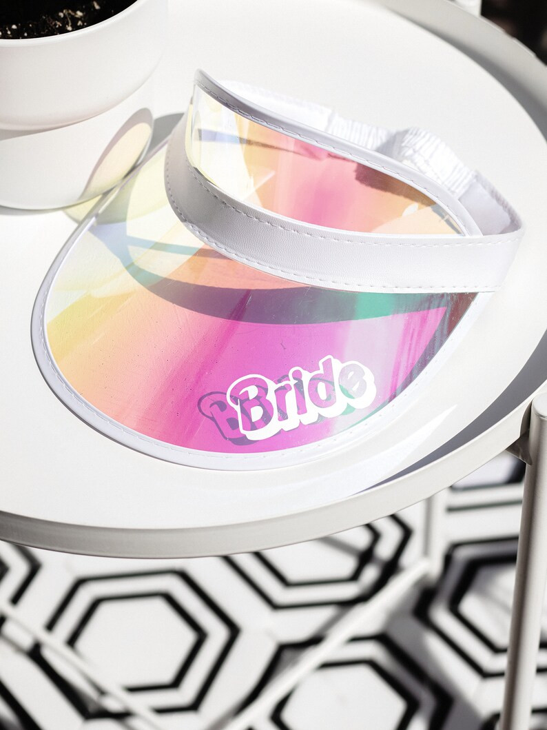 Barbie Theme Bride Visor Bachelorette Visors | Iridescent Barbie Theme Bachelorette Party | Sun V... | Etsy (US)