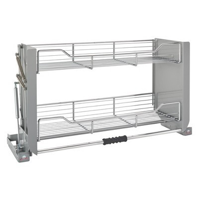 Rev-A-Shelf 36" Pull-Down Heavy-Duty Shelf Organizer for Tall Kitchen/Bathroom Cabinets, Dual Tier Wall Mounted Pantry Storage, Chrome, 5PD-36CRN | Target