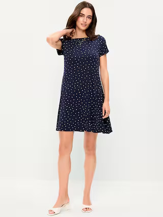 Short-Sleeve Mini Swing Dress | Old Navy (US)
