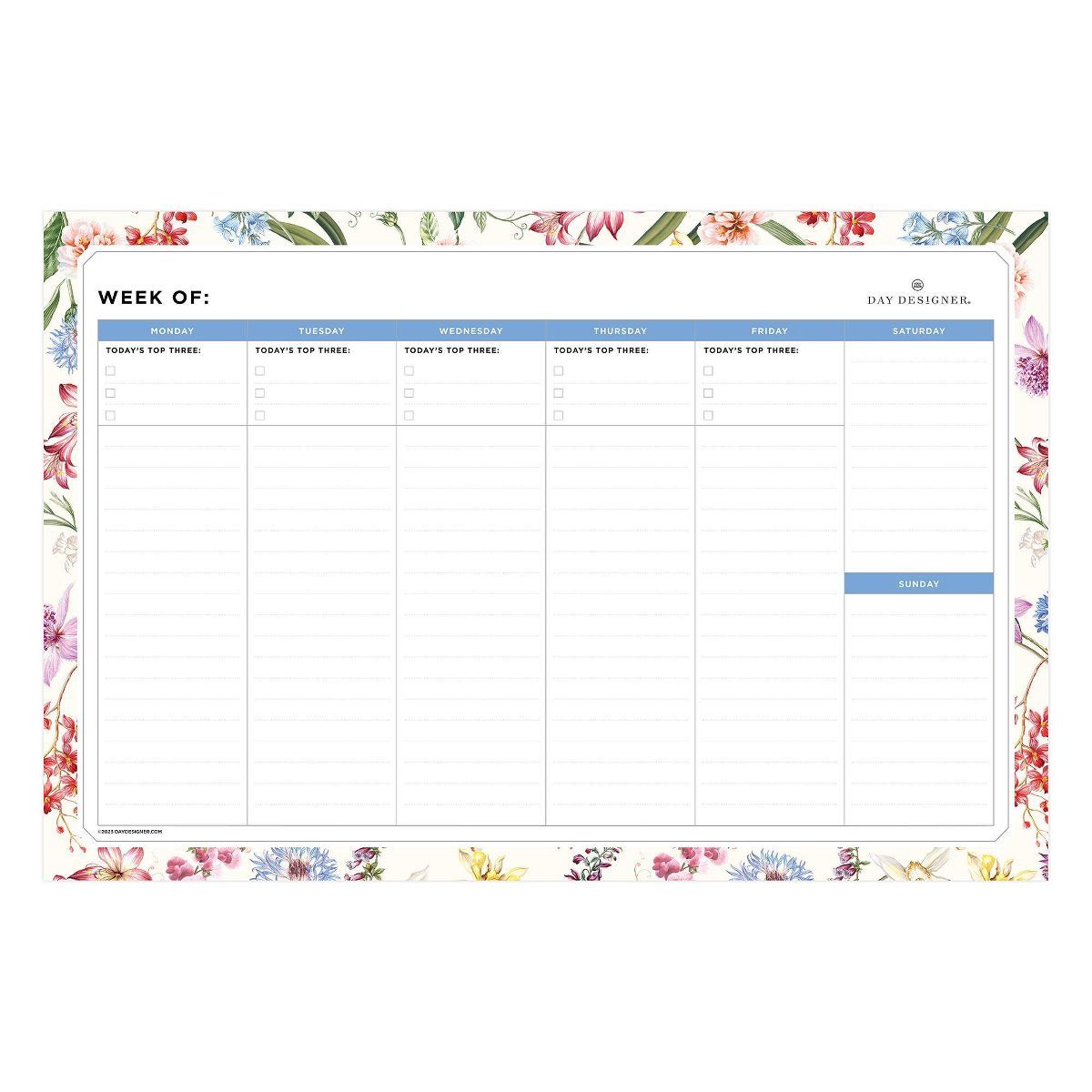 Day Designer 2024 Desk Planning Pad Weekly 15"x10" Wild Blooms White | Target