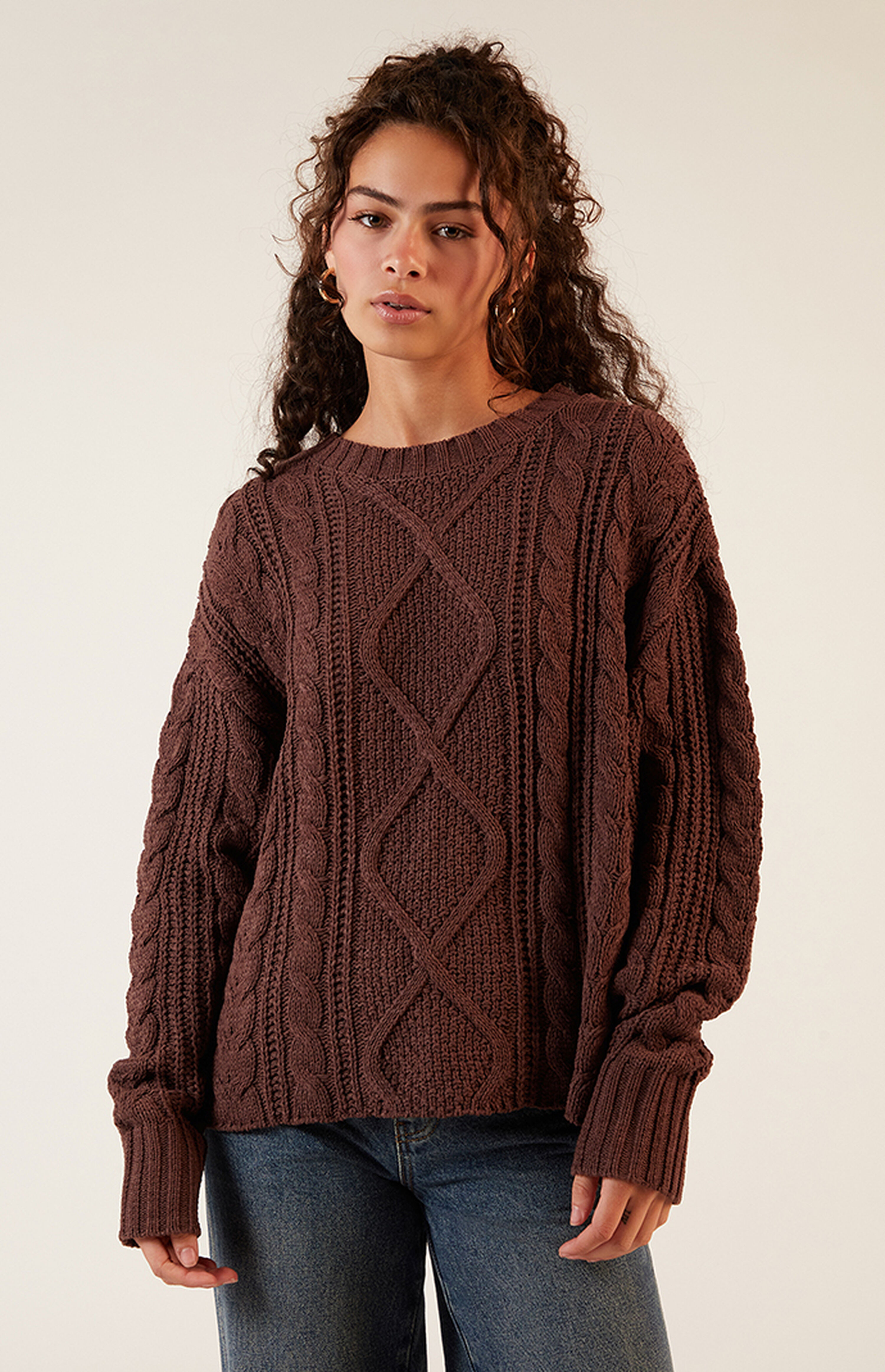 LA Hearts Violet Cable Knit Boxy  Sweater | PacSun