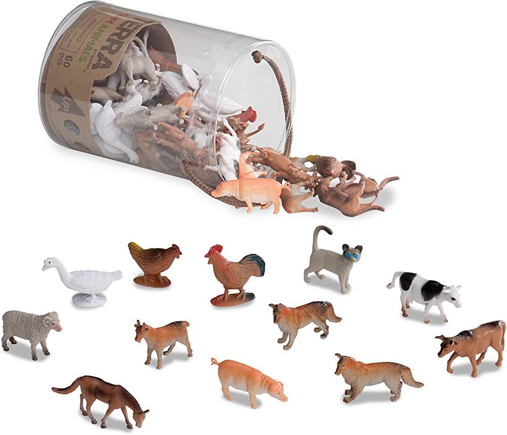 Terra by Battat – Toy Farm Animals Tube – 60 Mini Figures in 12 Realistic Designs – Barnyar... | Amazon (US)