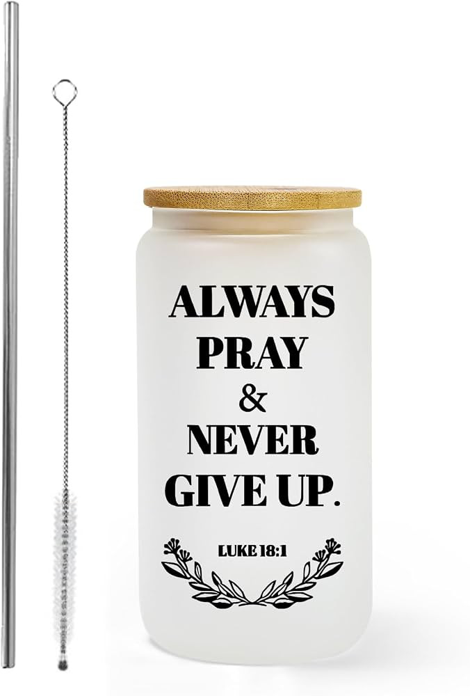 Amazon.com: AGH Christian Gift for Women, 16oz Glass Tumbler with Lid and Straw- Inspirational Re... | Amazon (US)