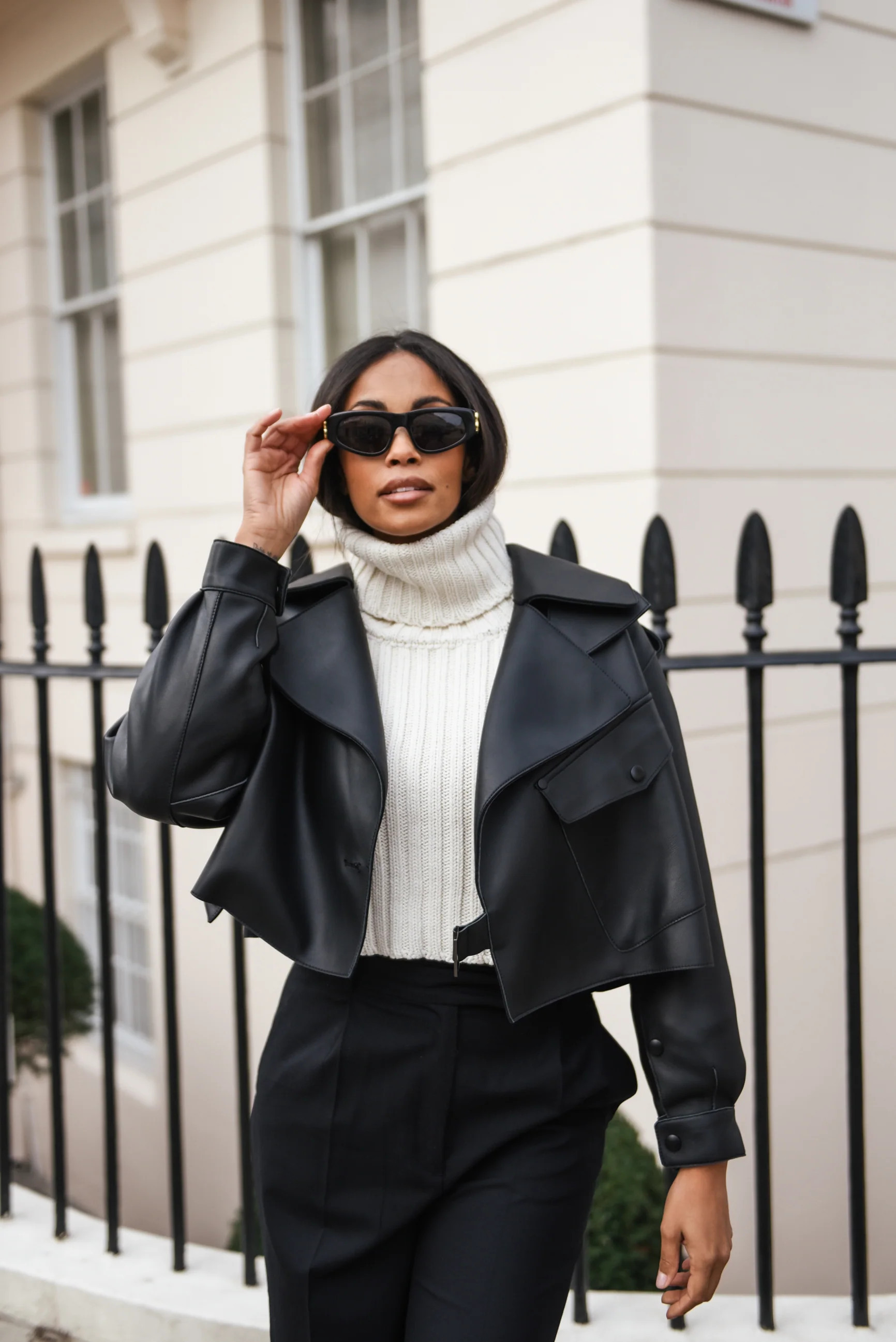 Black Oversized Leather Jacket | DE SAVARY LONDON