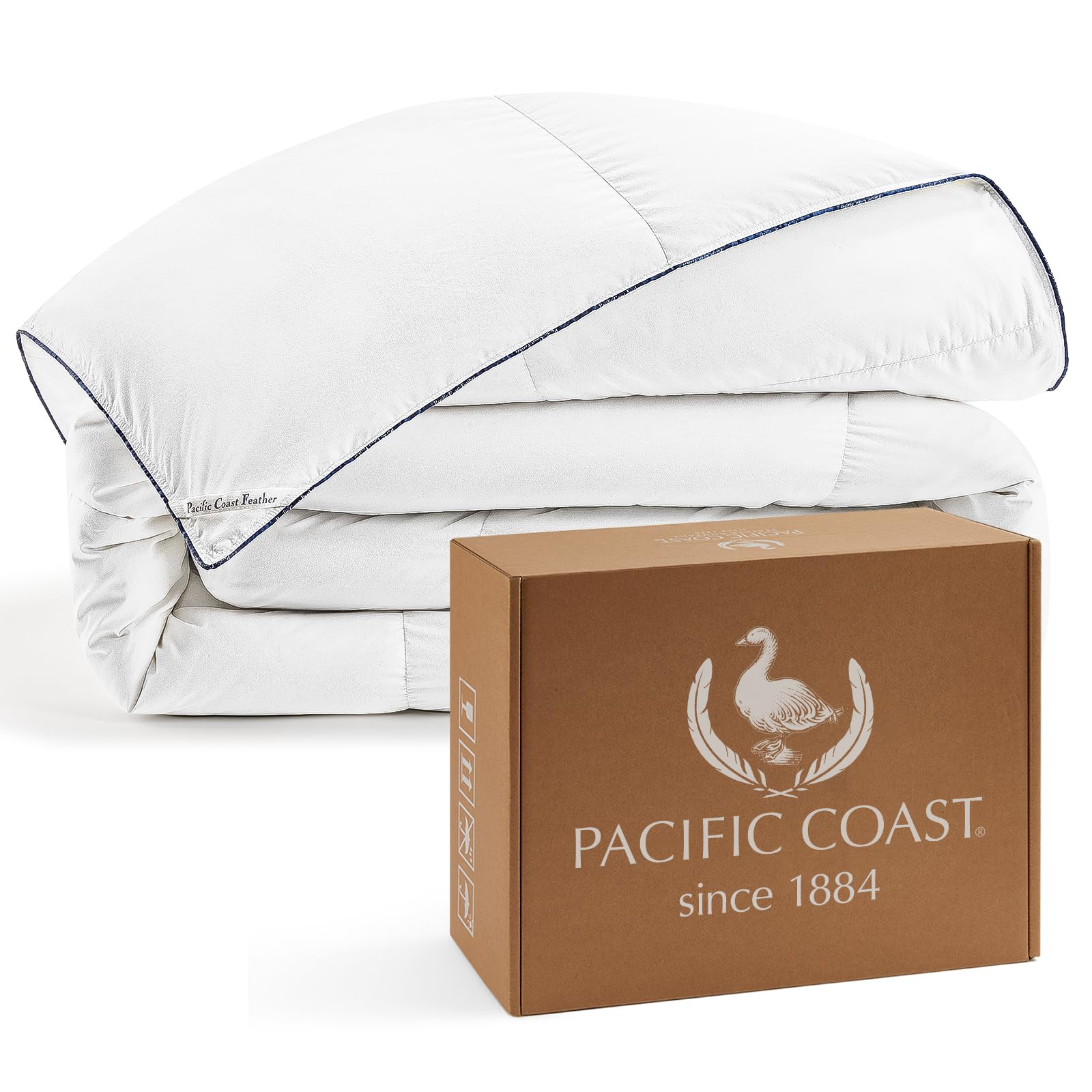 PACIFIC COAST Goose Down Fiber Comforters Queen Size Duvet Insert, All Season White Comforter, 3D... | Amazon (US)