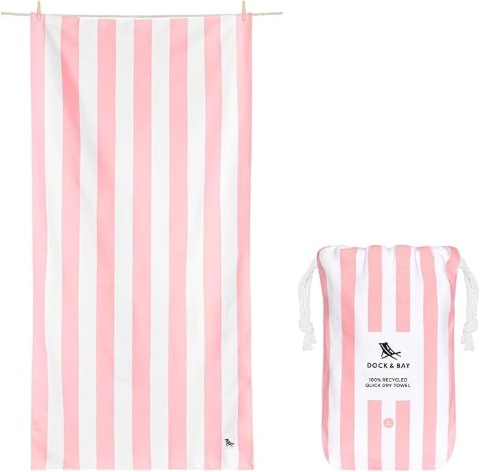 Dock & Bay Beach Towel - Quick Dry, Sand Free - Compact, Lightweight - 100% Recycled - Includes B... | Amazon (US)